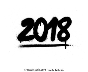 graffiti 2018 date sprayed in black over white