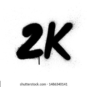 graffiti 2K abbreviation sprayed in black over white