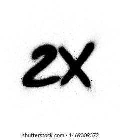 graffiti 2x two times sprayed in black over white