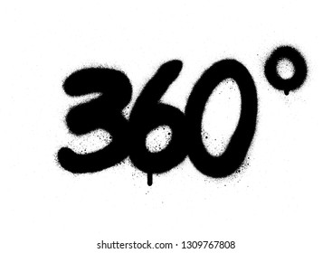 graffiti 360 degrees sprayed in black over white