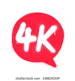 graffiti 4K abbreviation sprayed in white over red text balloon