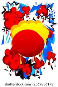 Graffiti abstract background. Abstract modern Messaging sign street art decoration, Discussion icon performed in urban painting style.