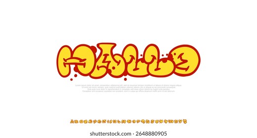 Graffiti abstract bubble fonts, Y2k style streetwear fashion, design for urban ,streetart,sport,skateboarding,surfing.Vector illistration