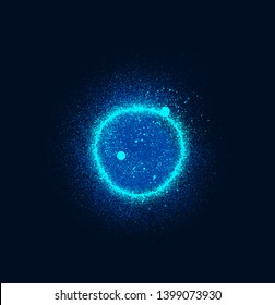 graffiti abstract circular icon sprayed in turquoise over deep blue