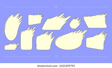 Cuadro de diálogo abstracto de graffiti o conjunto de elementos de mensajería. Pegatinas simples de burbuja en estilo y2k de moda. Ideal para sus diseños retro. 