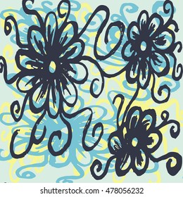 graffiti abstract flowers pattern vector illustration