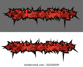 graffiti abstract red spiked shape pattern on white 