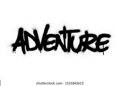 graffiti adventure word sprayed in black over white