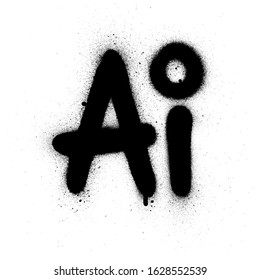 graffiti AI abbreviation sprayed in black over white