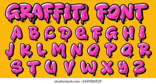 Graffiti Alphabet Bubble Pink Color Vector Illustration