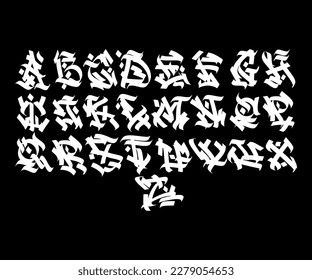 Graffiti alphabet font .calligraphy ghotic font. Vektor design illustration