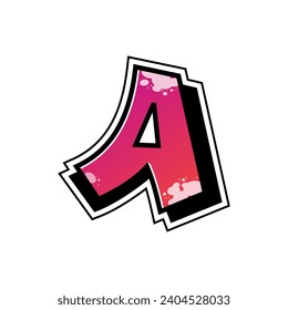 Graffiti alphabet gradient red and uppercase letter A isolated vector illustration.