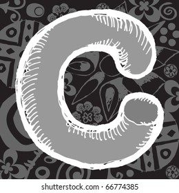 graffiti alphabet, hand drawn letter C