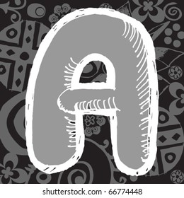 graffiti alphabet, hand drawn letter A