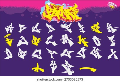 Grafite Alfabeto Com Rei Exemplo Wildstyle Amarelo Colorido