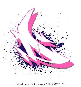 Graffiti alphabet. Letter D against a background of spray paint. Vector illustration