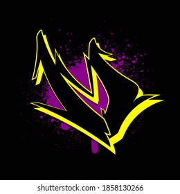 Graffiti alphabet. Letter M against a background of spray paint. Vector illustration