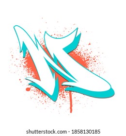 Graffiti alphabet. Letter N against a background of spray paint. Vector illustration