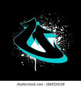 Graffiti alphabet. Letter U against a background of spray paint. Vector illustration