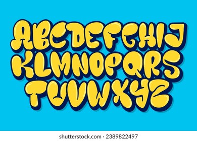 Graffiti alphabet graffiti letter yellow color bubble style for poster, print files, tshirt design