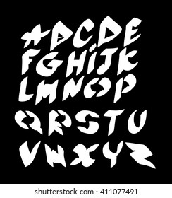 Graffiti alphabet on a black background. Vector art.