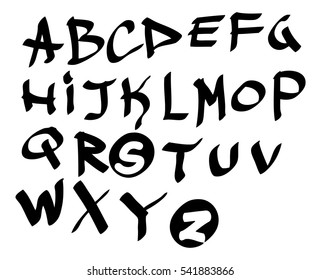 Graffiti alphabet on a white background. Vector art.