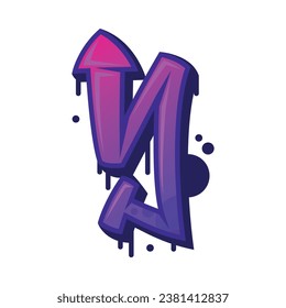 Graffiti Alphabet Purple Font and Uppercase Letter Y Vector Illustration