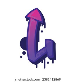 Graffiti Alphabet Purple Font and Uppercase Letter L Vector Illustration