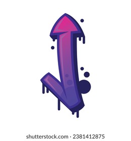 Graffiti Alphabet Purple Font and Uppercase Letter J Vector Illustration