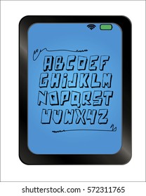 Graffiti alphabet set on background plate. Vector illustration. Hand drawn.