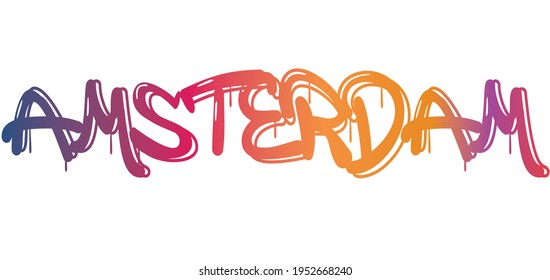 graffiti amsterdam slogan print - vector