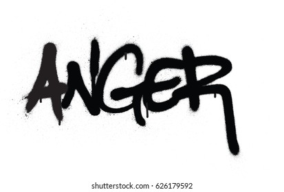 graffiti anger word sprayed in black over white