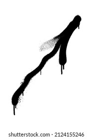 Graffiti arrow with overspray in black over white.