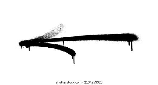 Graffiti arrow with overspray in black over white.