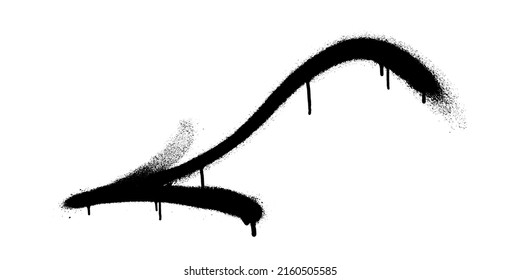 Graffiti arrow with overspray in black over white.