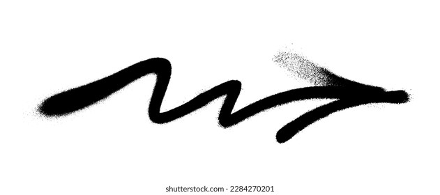 Graffiti arrow with overspray in black over white.