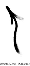 Graffiti arrow with overspray in black over white.