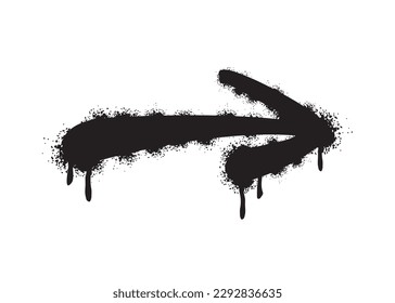 Graffiti arrow with overspray in black over white