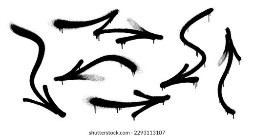 Graffiti arrow with overspray in black over white. Vector graffiti image