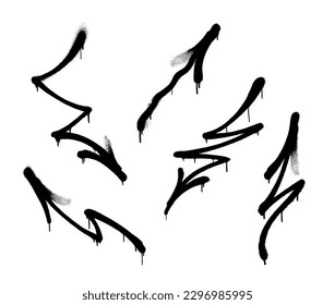 Graffiti arrow with overspray in black over white. Vector graffiti image