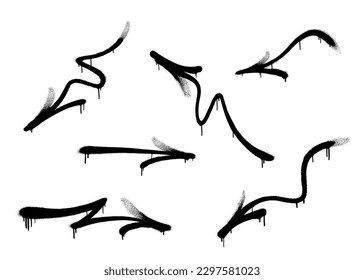 Graffiti arrow with overspray in black over white. Vector graffiti image