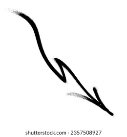 Graffiti arrow with overspray in black over white.