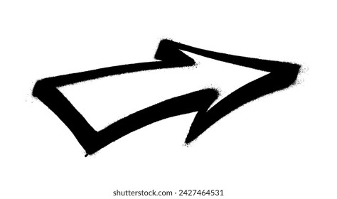 Graffiti arrow with overspray in black over white.