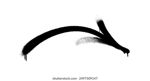 Graffiti arrow with overspray in black over white.