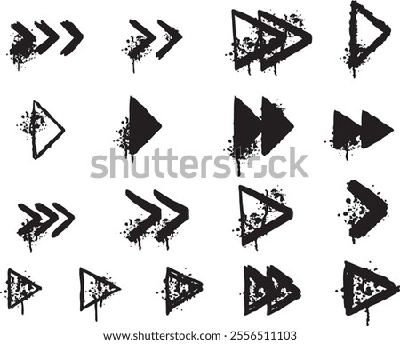 Graffiti arrow. Paint swipe grunge tag. Right or left moving symbol. Urban ink direction.