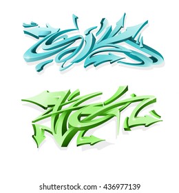 Graffiti arrows on white background. Street art style. Wild style graffiti letters. Vector illustration.