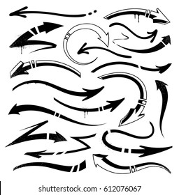 Graffiti Arrows Set. Vector set of old school graffiti arrow design elements isolated on white.