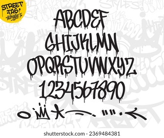 Graffiti art alphabet. Decorative Graffiti font vector design.
