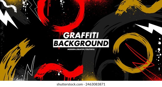 Graffiti art background with throw-up and tagging hand-drawn style. Street art graffiti urban theme in vector format.