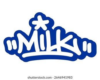 Graffiti art of “Milk” in bold, clean tag style with soft spray texture. Perfect for drink-related merchandise and urban-inspired products.